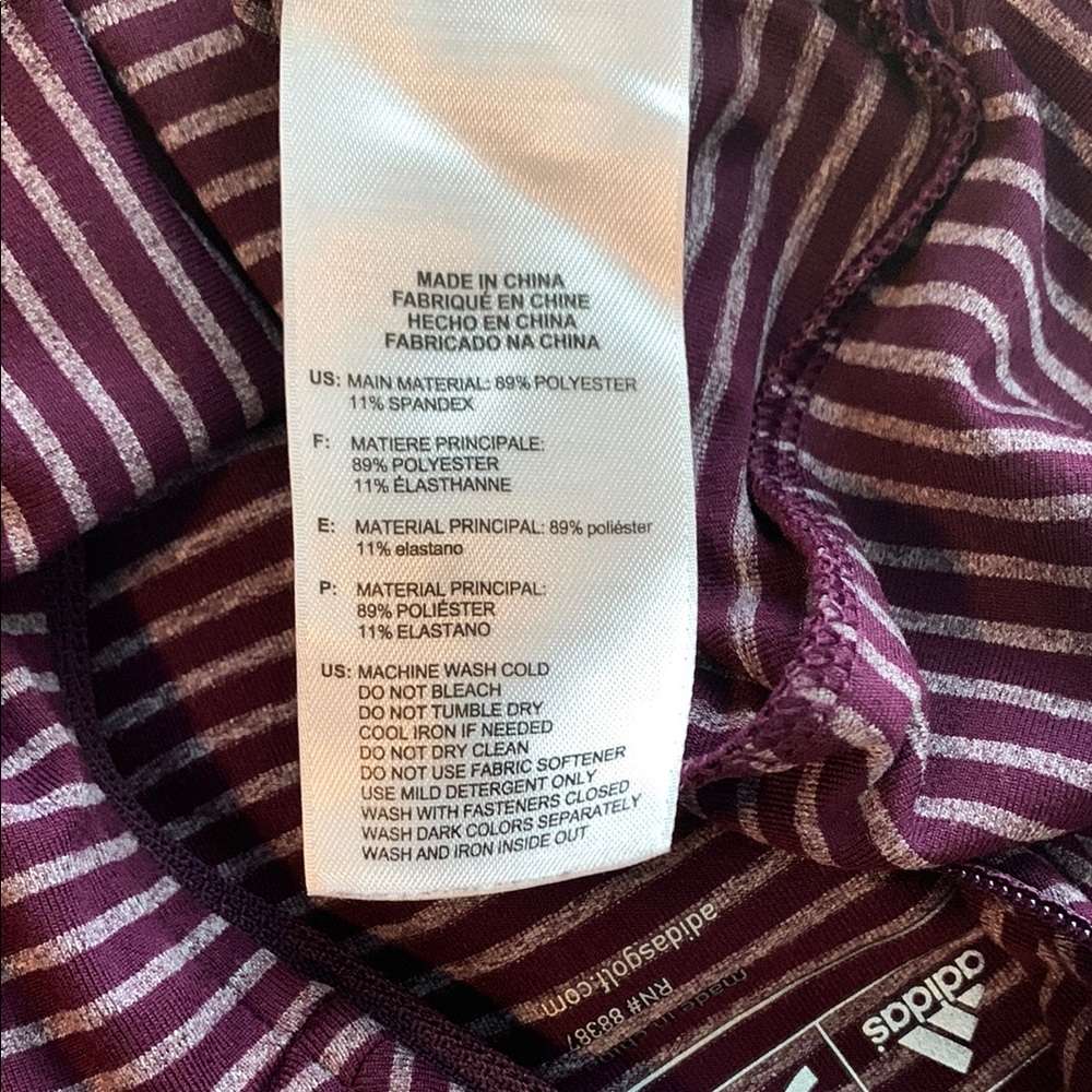 Adidas Striped Purple Long Sleeve 1/4 zip Top - Picture 4 of 4